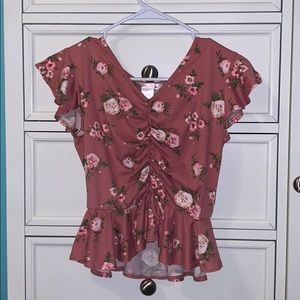 dusty rose ruched top